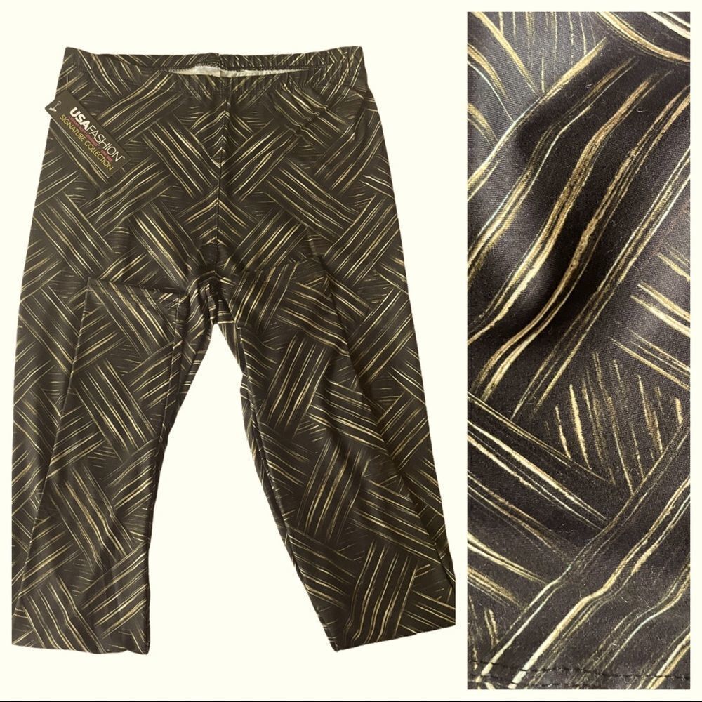 BLACK AND GOLD LEGGINGS, ONE SIZE‎